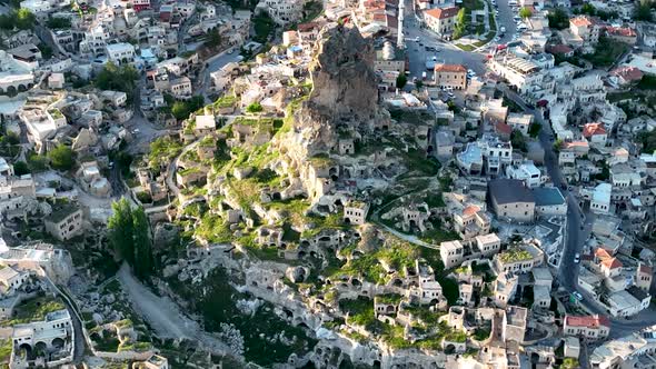 Cappadocia, a semi-arid region in central Turkey, 4 K Aerial view alt