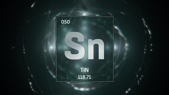 Tin as Element 50 of the Periodic Table on Green Background