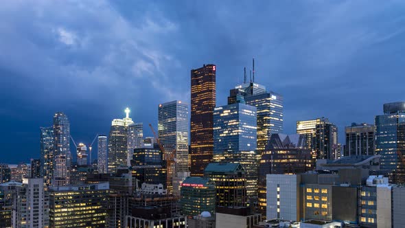 Day to Night City Financial District Skyline Toronto
