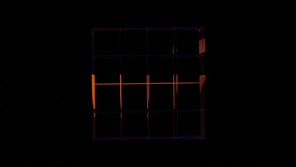 3d Render Illustration Rotating Threedimensional Wireframed Cube