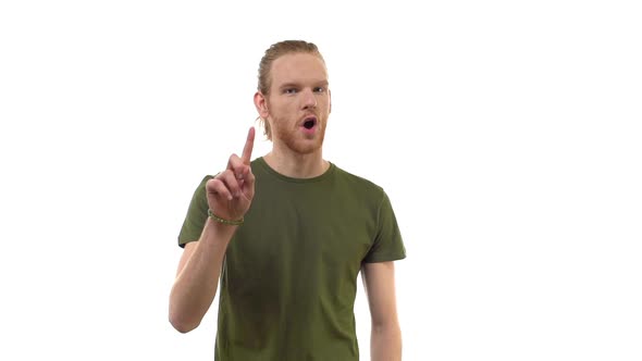 Slowmo Handsome Seriouslooking Bossy Redhead Older Brother Bearded Saying No Shaking Head alt