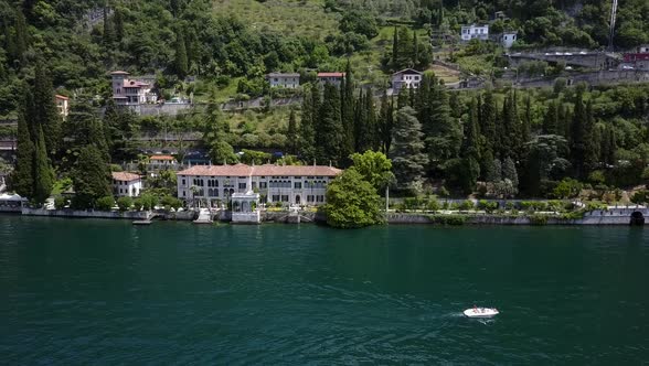 Lake Como From the Drone and the Italian Alps in Background