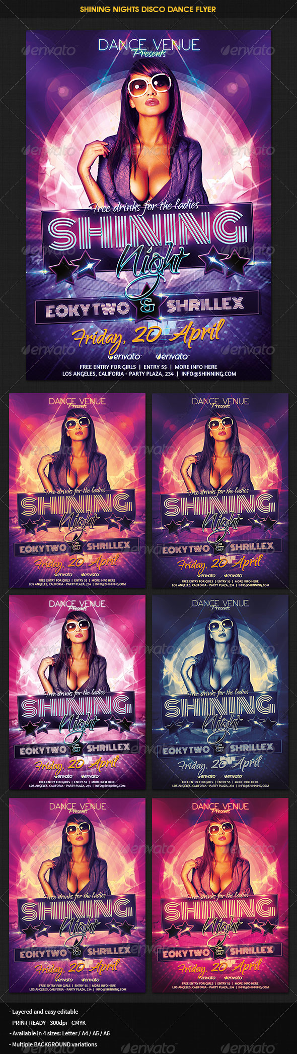 Shining Nights Dance Party Flyer - Print Templates