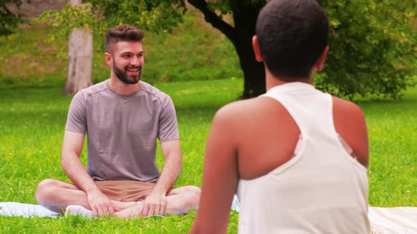 Group of People Meeting for Yoga Class at Park alt