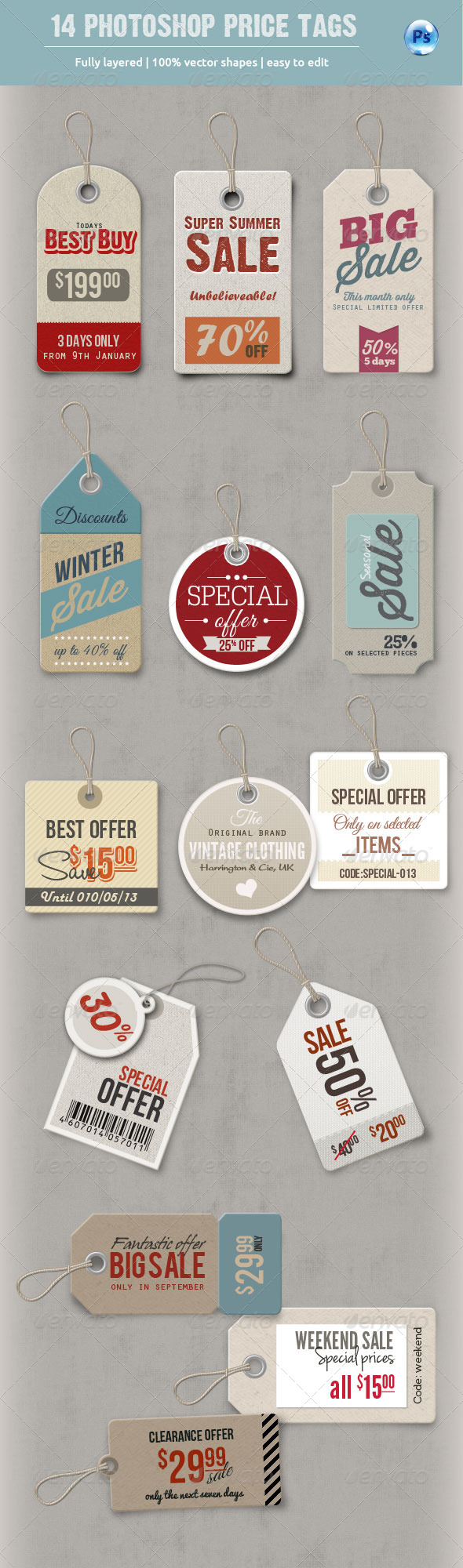 14 Photoshop Price Tags - Miscellaneous Web Elements