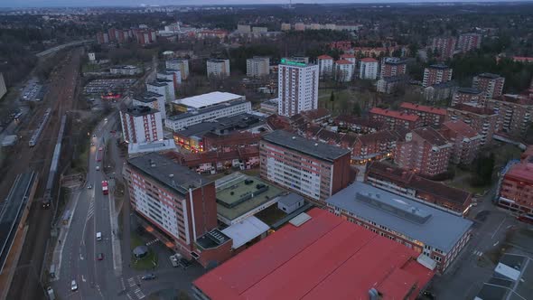 Aerial View of Suburb Apartment Buildings Stockholm