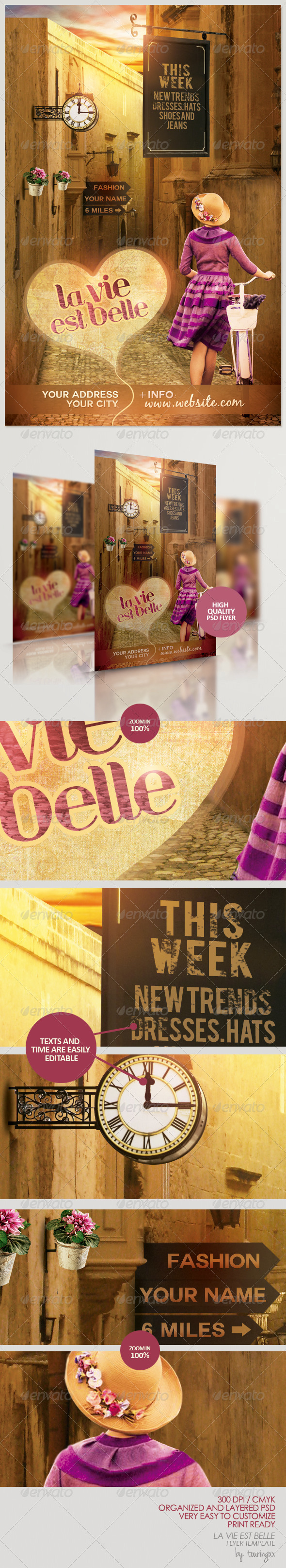 La Vie Est Belle Flyer Template - Print Templates