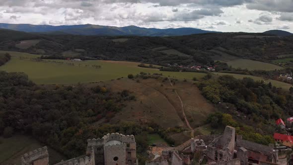 Aerial View Beckov Castle Slovakia alt
