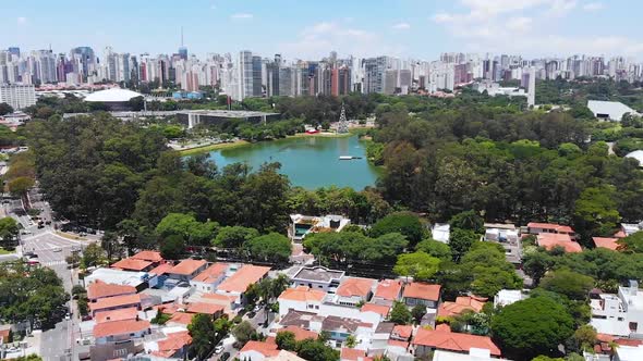 Ibirapuera Park Sao Paulo, Brazil (Aerial View, Panorama, Drone Footage) alt