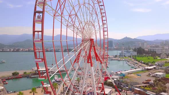Shooting from a drone at a park in the city of Batumi, Georgia. alt