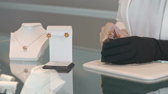 Woman Presenting Set in Jewelry Store alt