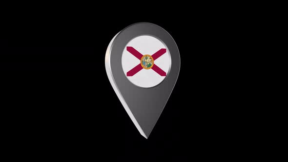 3d Animation Map Navigation Pointer With Florida Flag With Alpha Channel  - 2K alt
