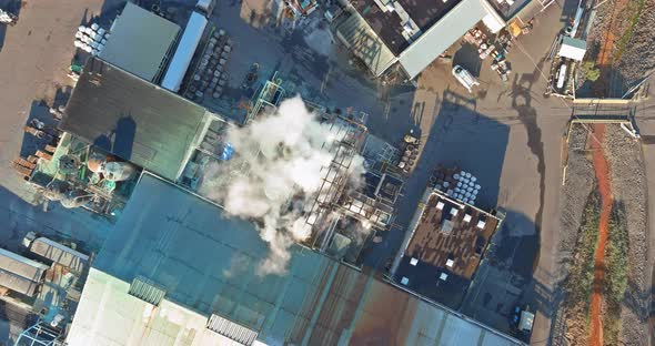 Aerial view industry chemical production building with tanks for the storage alt