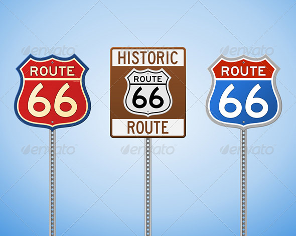 Route 66 Vintage Signs - Objects Vectors