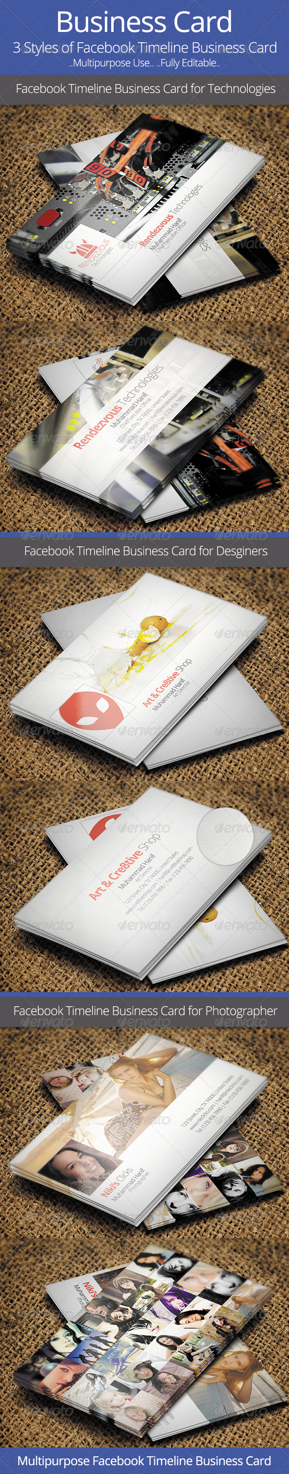 Facebook Timeline Business Card - Print Templates