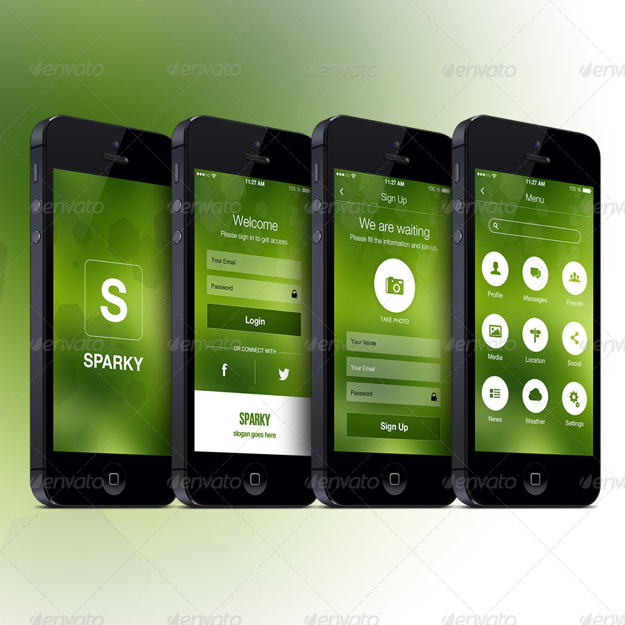 Sparky - Flat Mobile Ui Elements, Web Elements | GraphicRiver