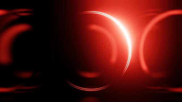 Red neon circles abstract futuristic hi-tech motion background seamless loop.