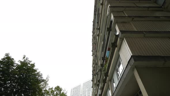 The Facade of a Highrise Residential Building with Unusual Balconies