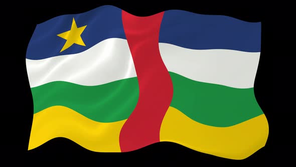 Central African Republic Flag Waving Animated Black Background