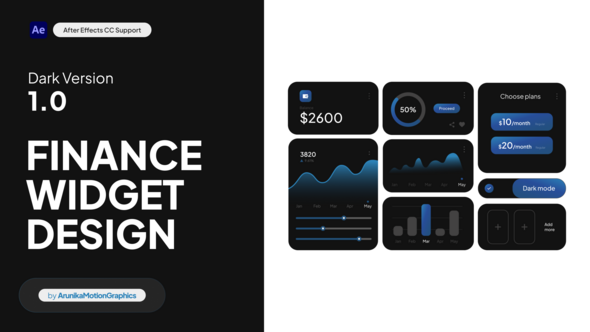 Widget Finance Finance Widget Design (Dark Version), After Effects Project Files ...