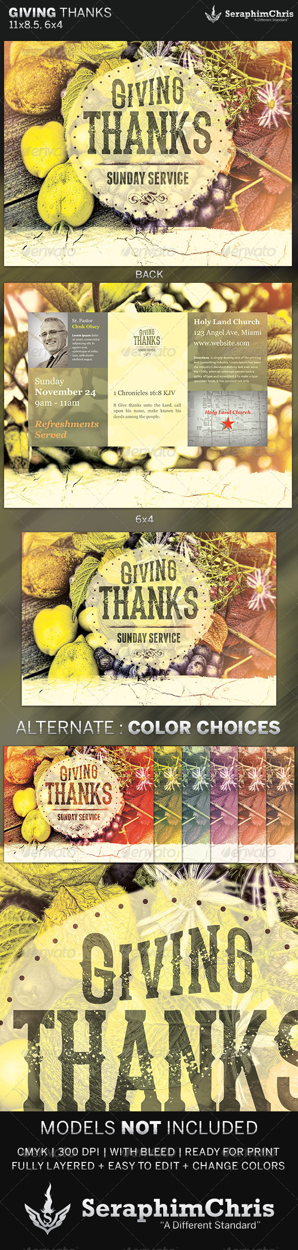 Giving Thanks Fall Church Flyer Template - Church Flyers