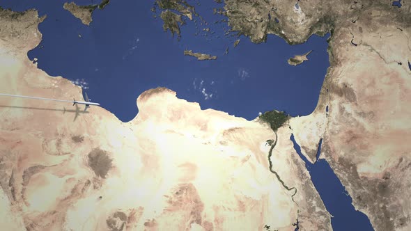 Airplane Flying To Alexandria Egypt From West alt