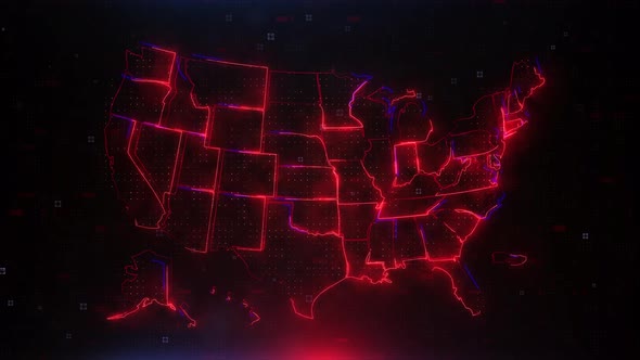 Usa Map Digital Hi Tech Background Loop 4k alt
