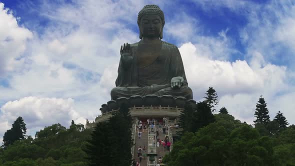 Big Buddha in Hong Kong and Tourists