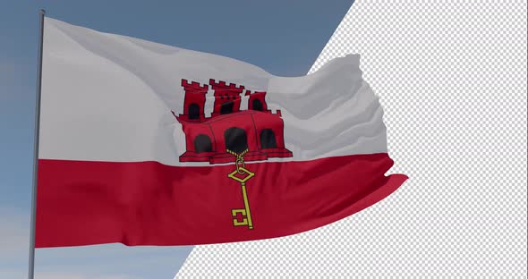 flag Gibraltar patriotism national freedom, seamless loop, alpha channel alt