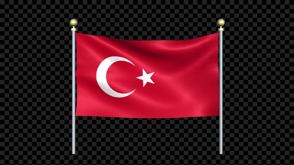 Turkey Flag Waving In Double Pole Looped alt