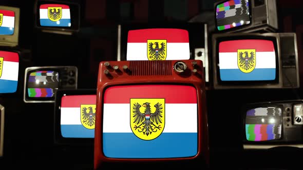 Flag of Heilbronn, Germany, on Retro TVs.