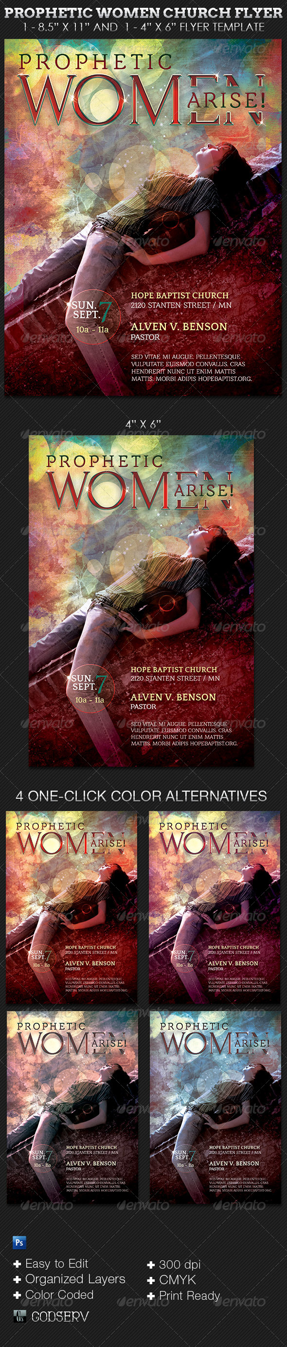 Prophetic Women Church Flyer Template - Church Flyers