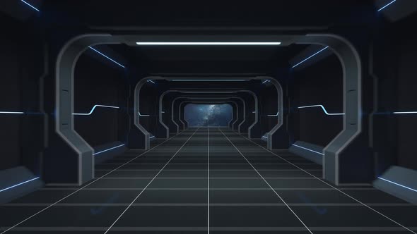 Futuristic tunnel and empty room alt
