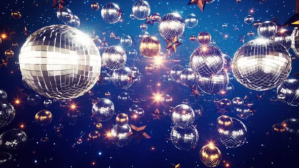 Shinig Space Disco Balls Retro Background 4k