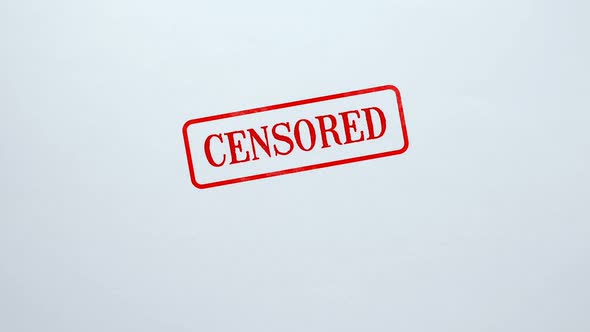 Censored Seal Stamped on Blank Paper Background, Freedom of Speech, Information alt