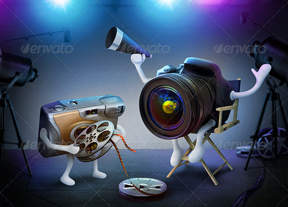 DSLR Director And Throwaway Assistant On A Movie - Characters 3D Renders