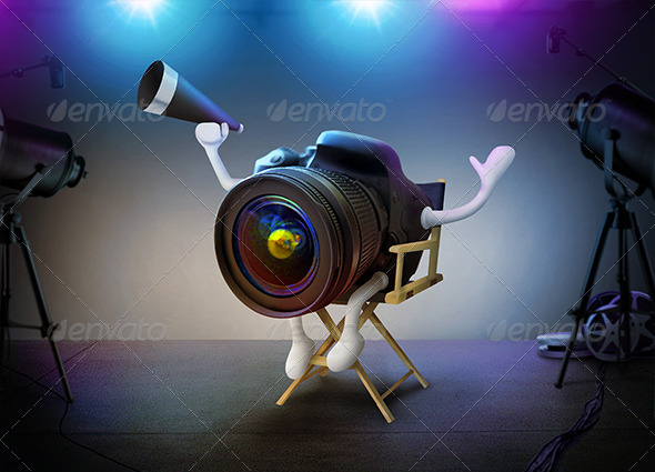 DSLR Director On Movie Set - Characters 3D Renders