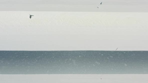 Snow Storm Aerial View Above Extreme Snowboard Slalom Free Ride Background Shot alt