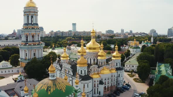 Magical Aerial View of the Kiev Pechersk Lavra Monastery alt