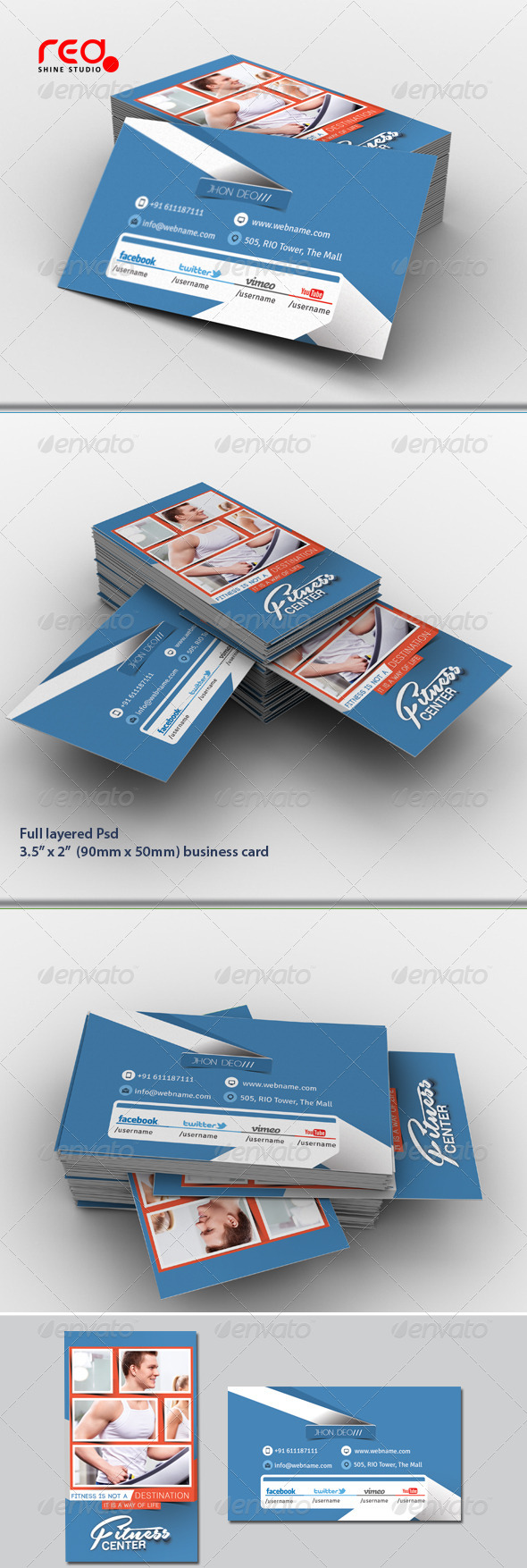 Fitness Center Business Card Set - Corporate Business Cards