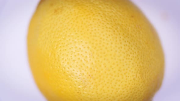 lemon close-up. rotation lemon in macro mode