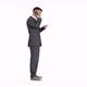 Business Man in a Suit Talking with Mobile Phone on White Background