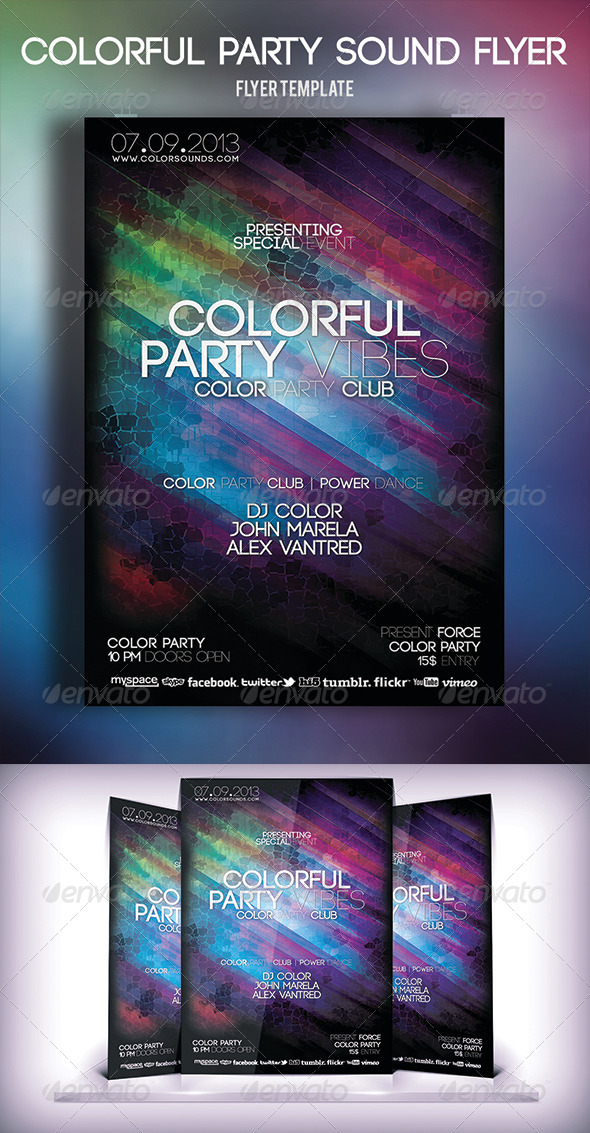 Colorful Party Sound Flyer - Clubs & Parties Events