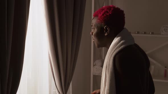 Morning Coffee Happy Black Man Enjoying New Day alt