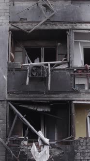 Vertical Video of a House Destroyed By the War in Ukraine alt