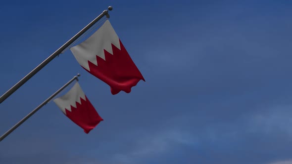 Bahrain Flags In The Blue Sky - 2K alt