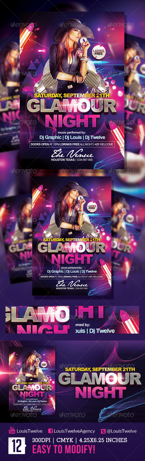 Glamour Night | Flyer Template - Clubs & Parties Events