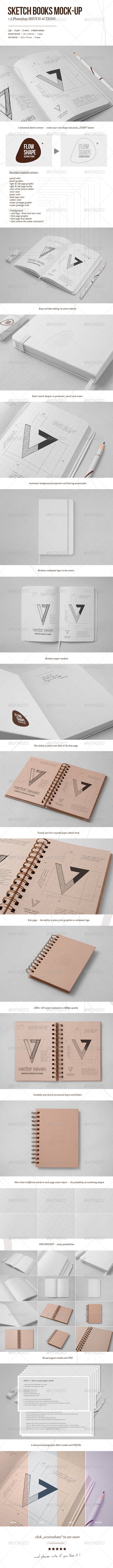 Sketchbook Mock-up & Sketch Actions - Books Print