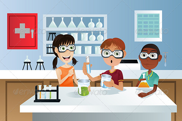 Students in Science Project by artisticco | GraphicRiver