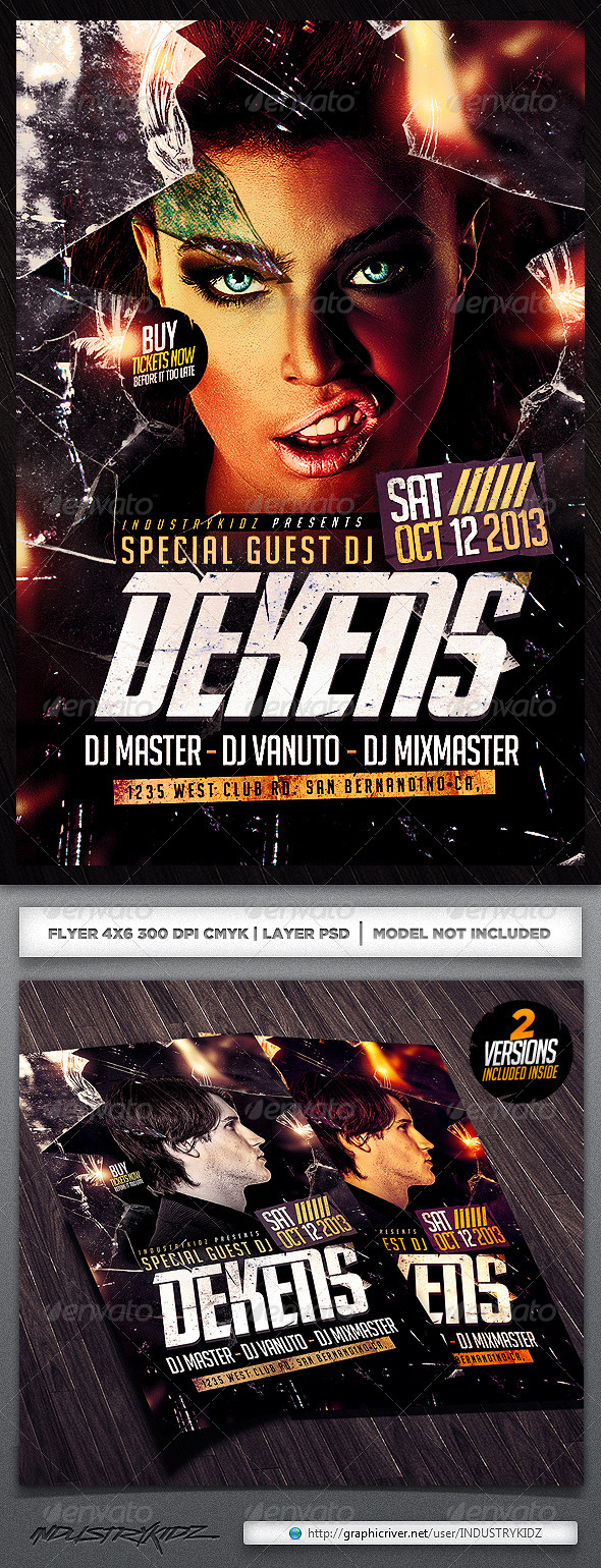 Broken Glass Dj Flyer Template - Clubs & Parties Events